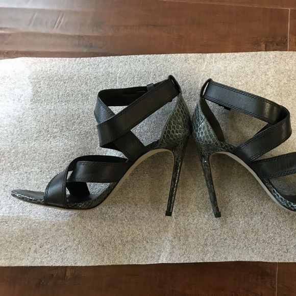 Alexander Wang Linda Black Gray Heels snake 38.5 8 - Picture 4 of 9